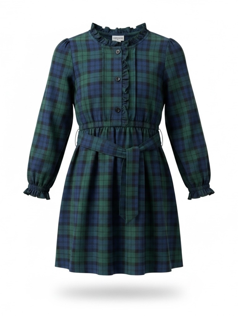 J.Crew Navy Green Plaid Long Sleeve Dress.
